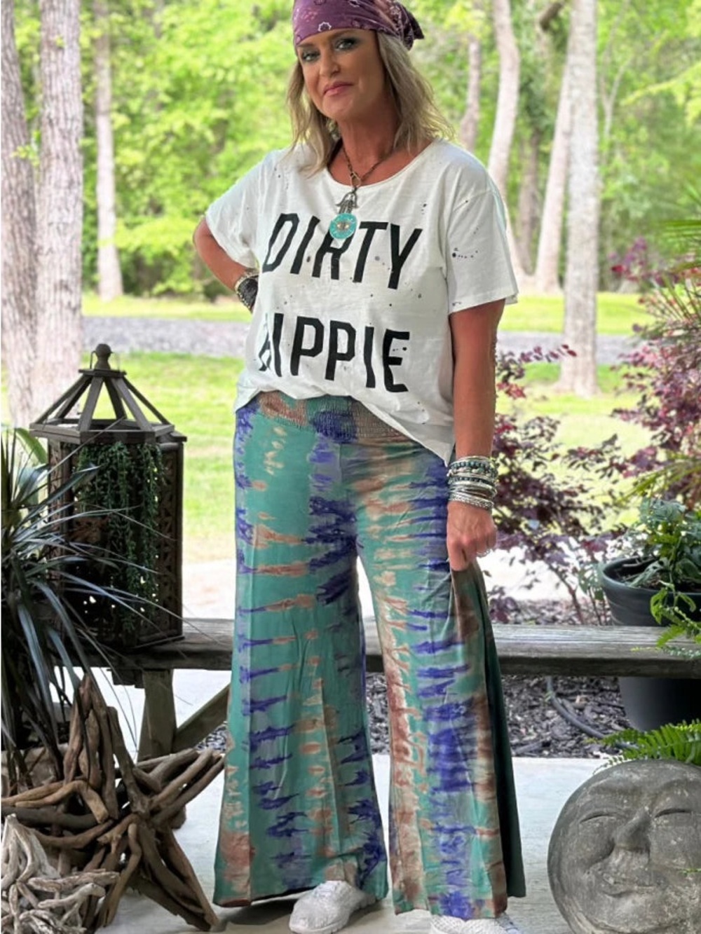 Jaded Gypsy Hazy Dreams Tie Dye Wide Leg Pants NWT L/XL
